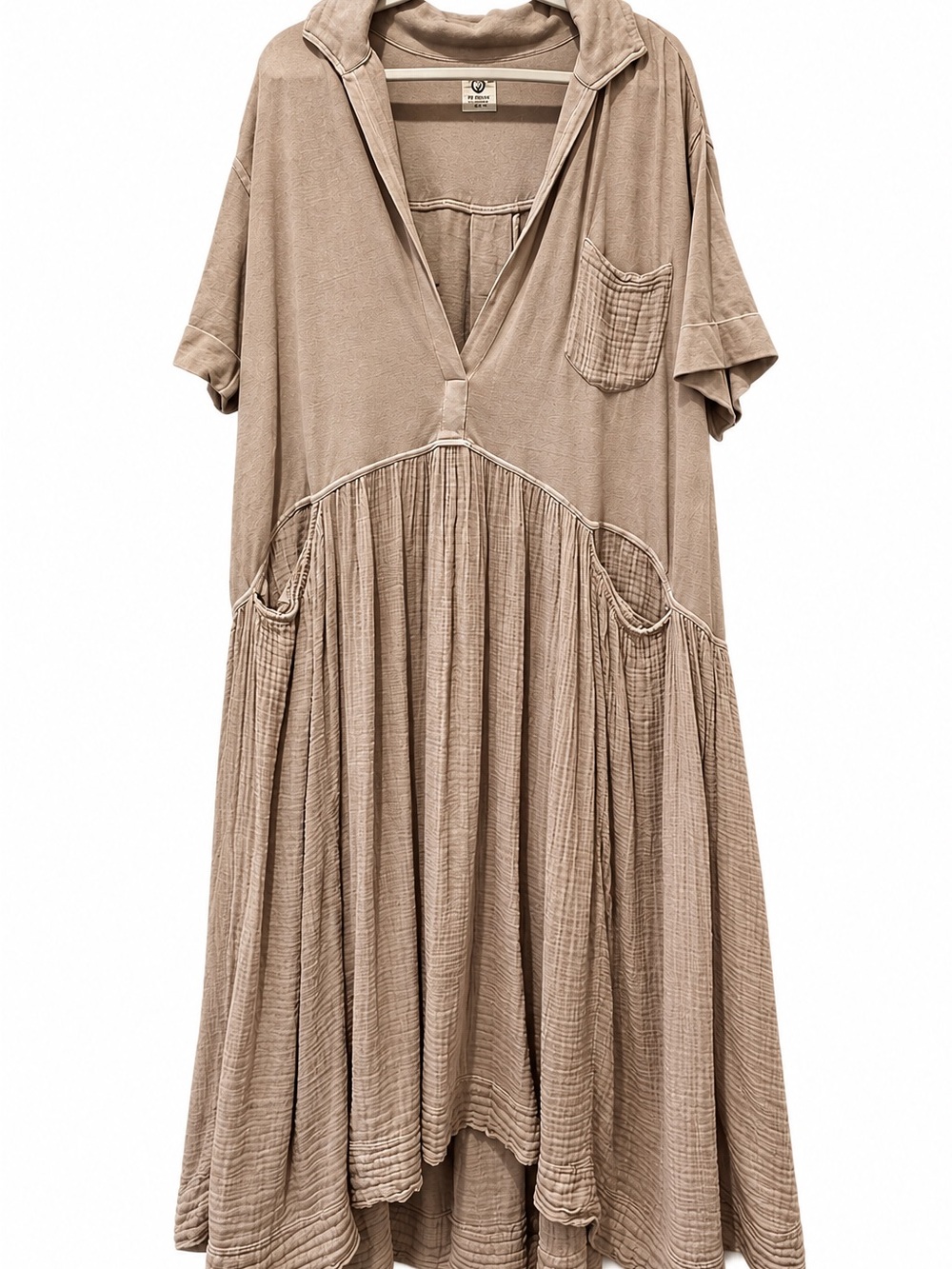 Free People Tan Hooded Gauze Swim Cover-Up Dress